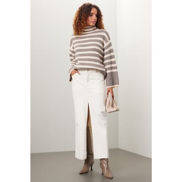 DL1961 Off-White Denim Cotton Blend Asra Ecru Maxi Skirt Size 27 - Picture 1 of 16